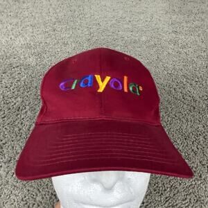 Vintage Crayola Hat Cap Snap Back Mens One Size Red Embroidered Logo 90s
